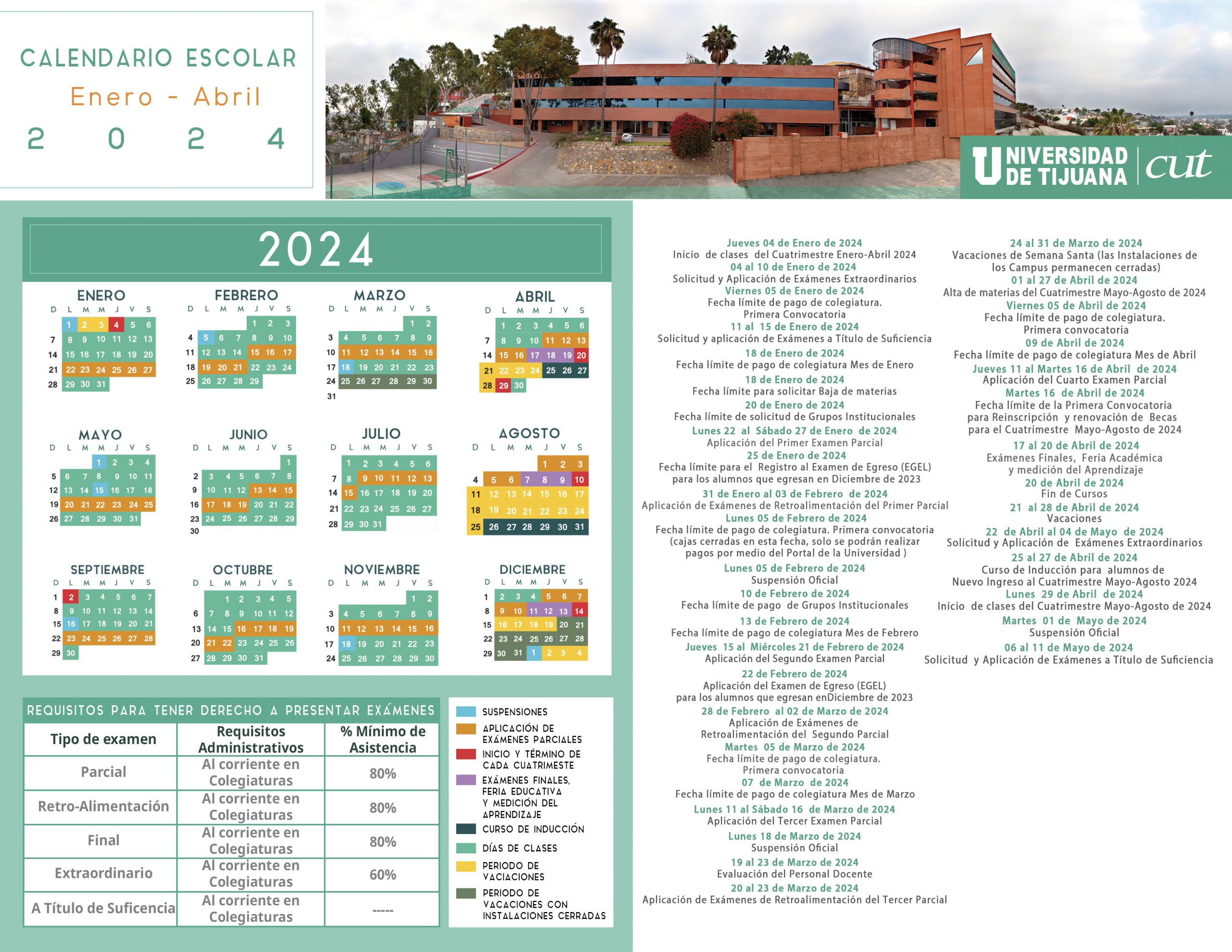 Calendario Universidad de Tijuana CUT